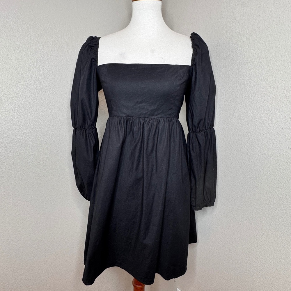 REFORMATION Michaela Dress 6 Milkmaid Long Balloon‎ Sleeves Black Graduation